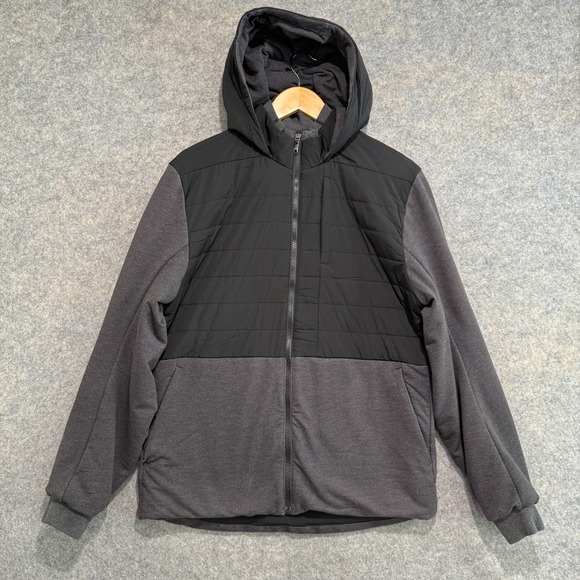 Lululemon Division Down Insulated Hybrid Puffer Jacket Mens Large Gray Black Zip - Picture 1 of 11